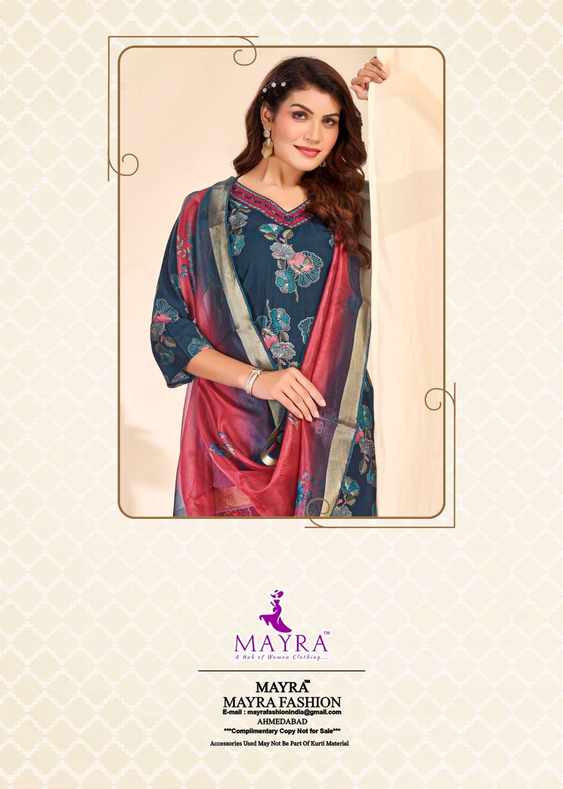 PUSHPA-5 BY MAYRA FASHION IN HEAVY VERTICAN PRINT WITH SEQUENCE EMBROIDERY WORK
