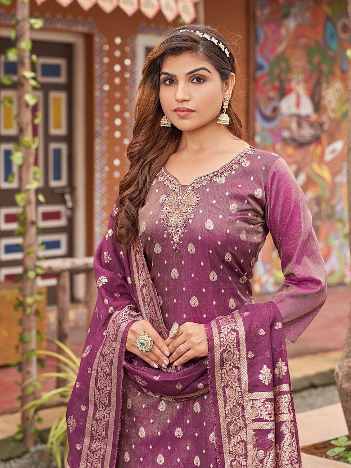 RABBIT BY AANCHI IN TISSUE BUTTI WITH FANCY JACQUARD DUPATTA STRAIGHT CONCEPT