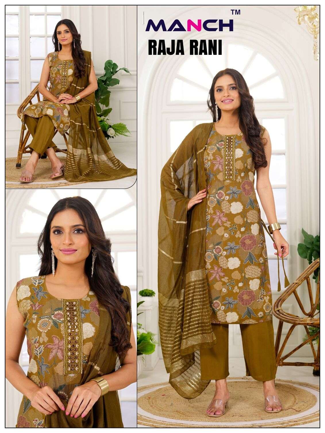 RAJA RANI BY MANCH IN VATICAN FABRIC PRINTED KURTI WITH HAND WORK DESIGNE 