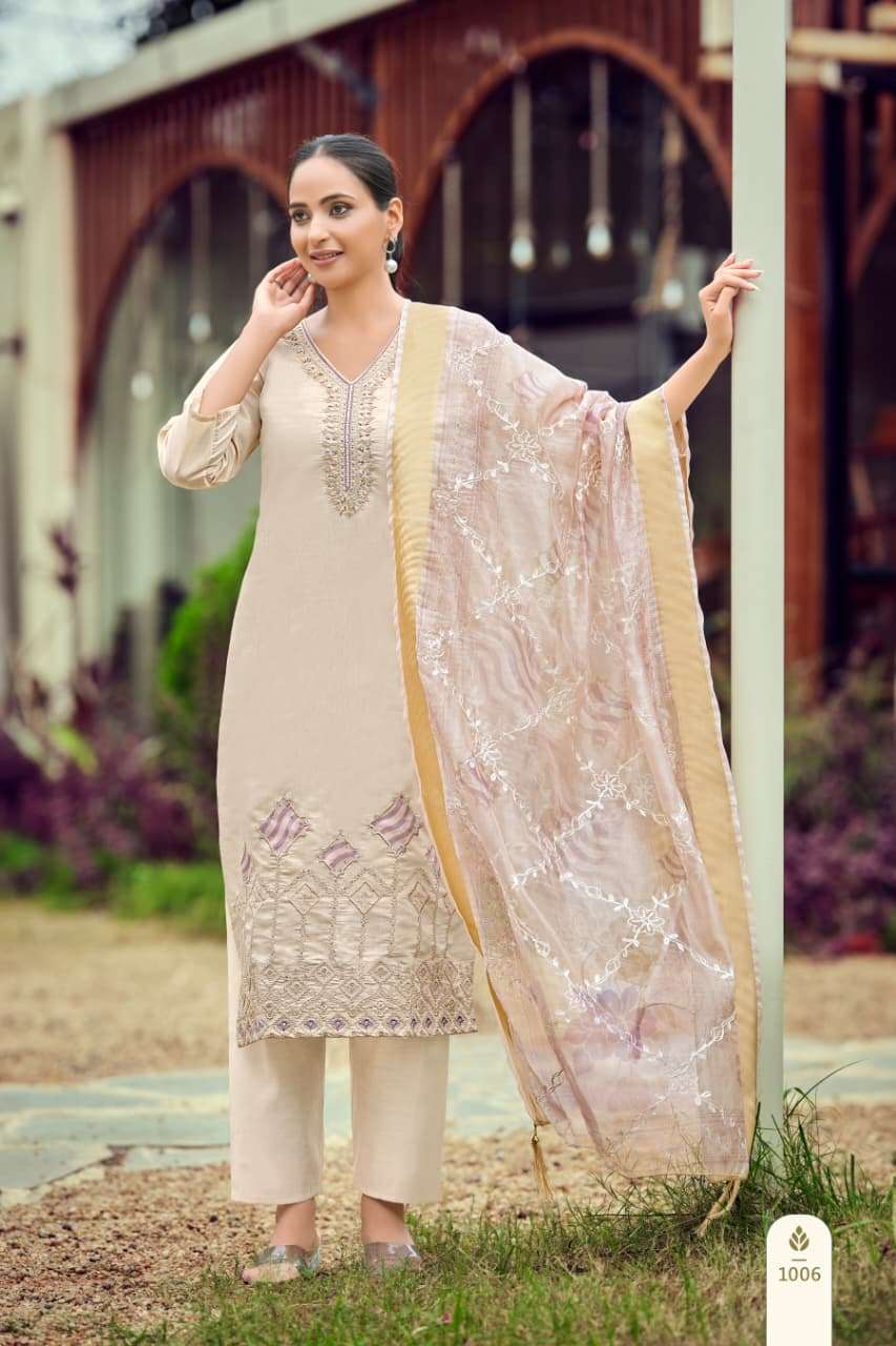 RANGEELA BY OSSM IN VISCOSE ROMAN SILK WITH EMBROIDERY WORK AND PANT POCKET 