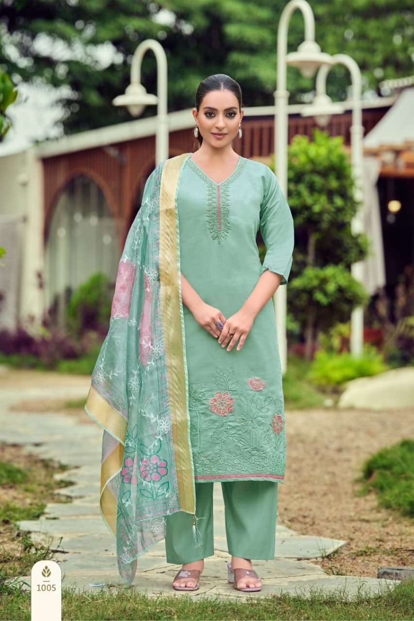 RANGEELA BY OSSM IN VISCOSE ROMAN SILK WITH EMBROIDERY WORK AND PANT POCKET 