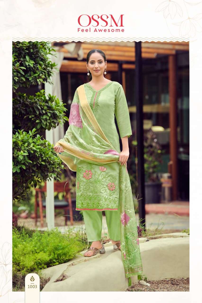 RANGEELA BY OSSM IN VISCOSE ROMAN SILK WITH EMBROIDERY WORK AND PANT POCKET 