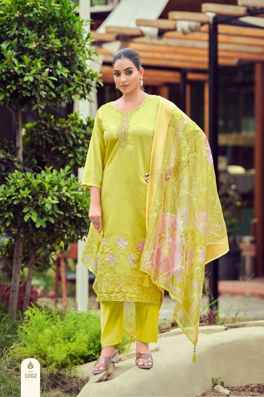 RANGEELA BY OSSM IN VISCOSE ROMAN SILK WITH EMBROIDERY WORK AND PANT POCKET 