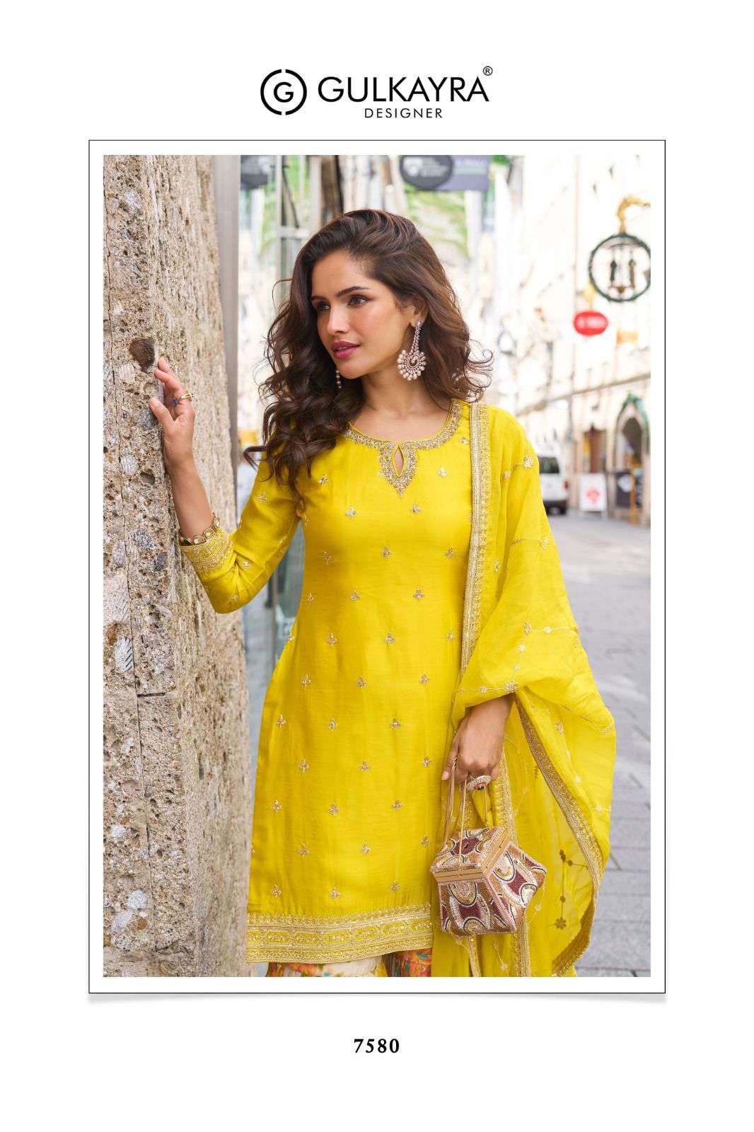 RASHMIKA BY GULKAYRA DESIGNER IN REAL CHINON AND TABI SILK PALAZZO WITH EMBROIDERY WORK 