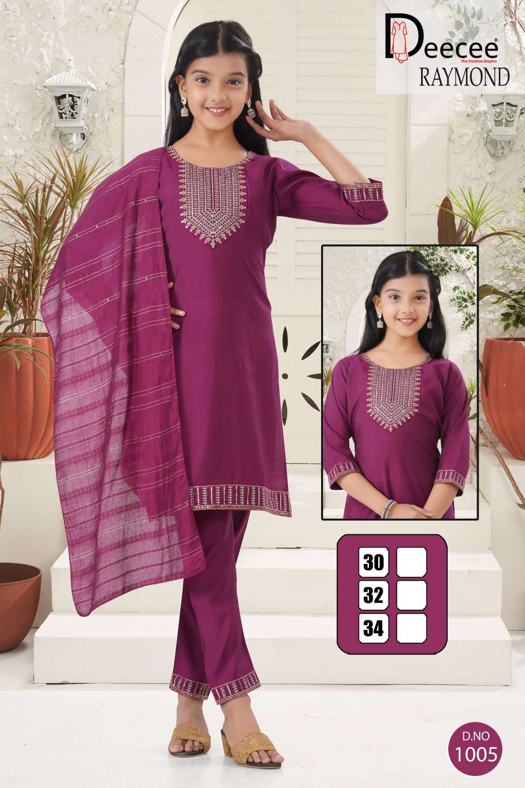 RAYMOND BY DEECEE IN ROMAN SILK PLAIN FABRIC STRAIGHT KURTI WITH SEQUENCE NECK DESIGN 