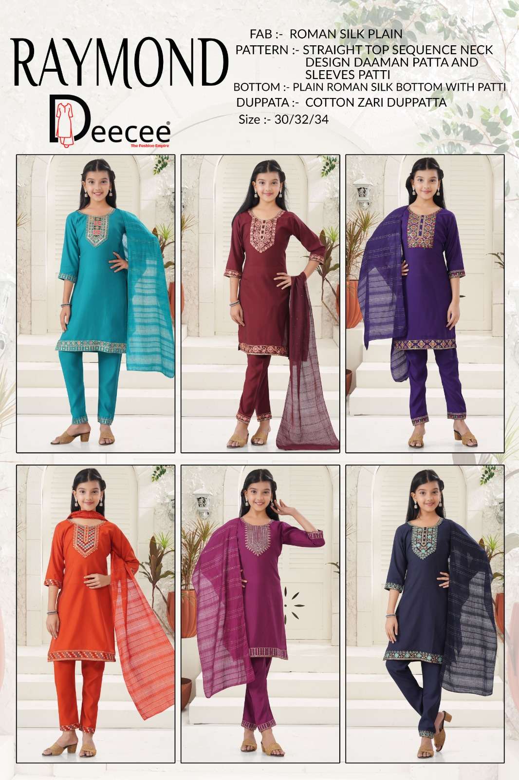 RAYMOND BY DEECEE IN ROMAN SILK PLAIN FABRIC STRAIGHT KURTI WITH SEQUENCE NECK DESIGN 