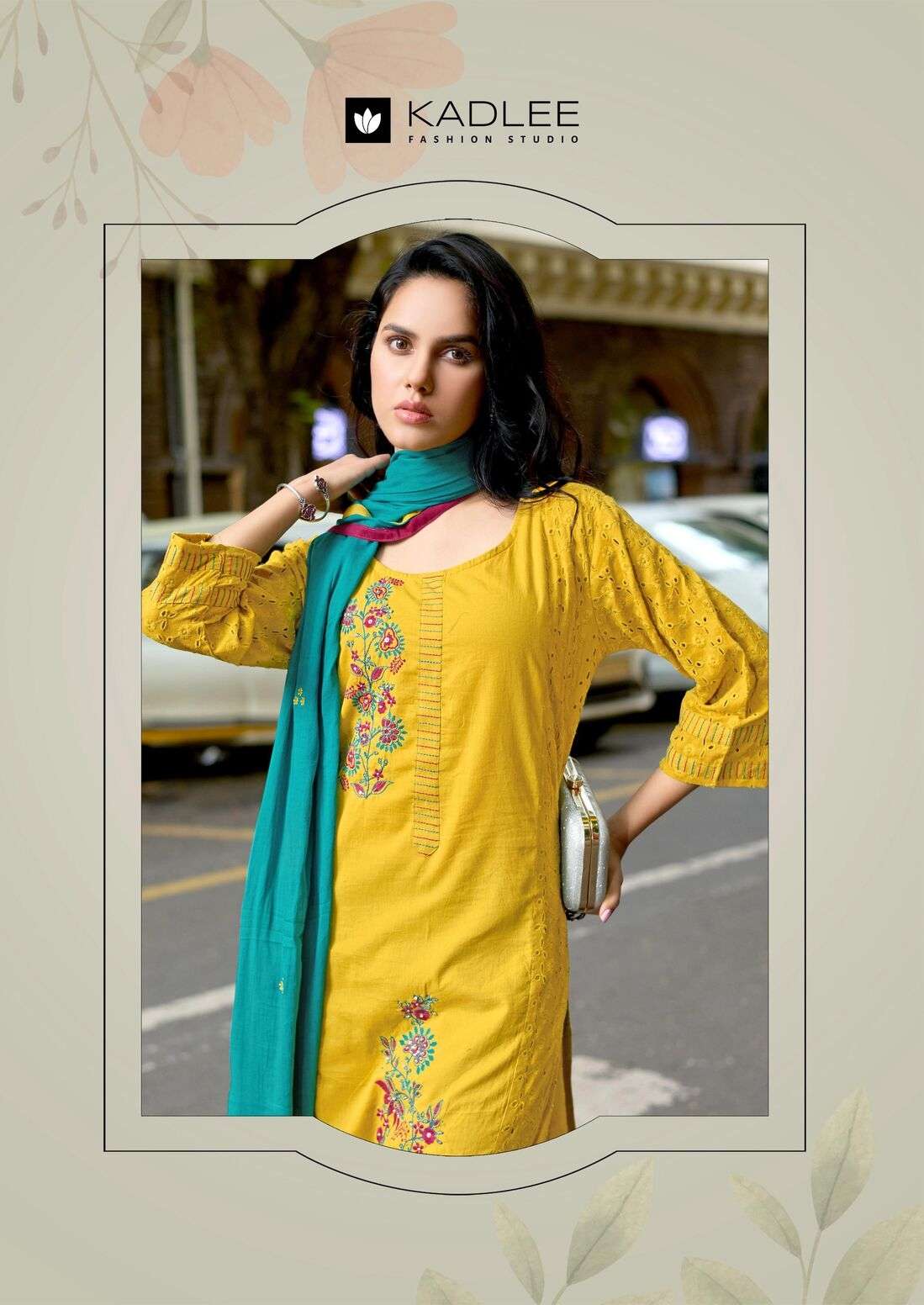 ROOHI BY KADLEE IN SHIFLI COTTON WITH HAND & THREADWORK AND MULL COTTON DUPATTA 