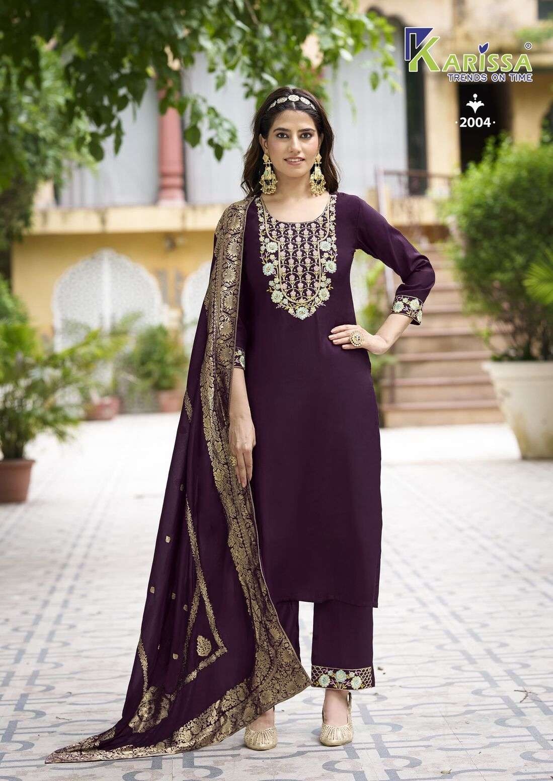 ROSHANI VOL-2 BY KARISSA ROMAN SILK KHATALI WORK EMBROIDERY TOP PANT WITH DUPATTA 