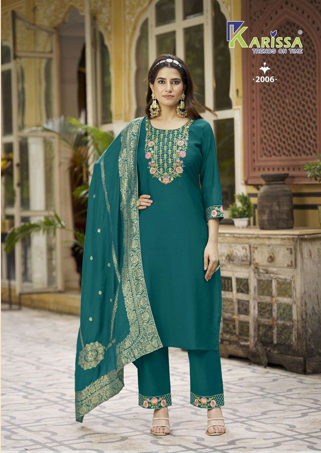 ROSHANI VOL-2 BY KARISSA ROMAN SILK KHATALI WORK EMBROIDERY TOP PANT WITH DUPATTA 