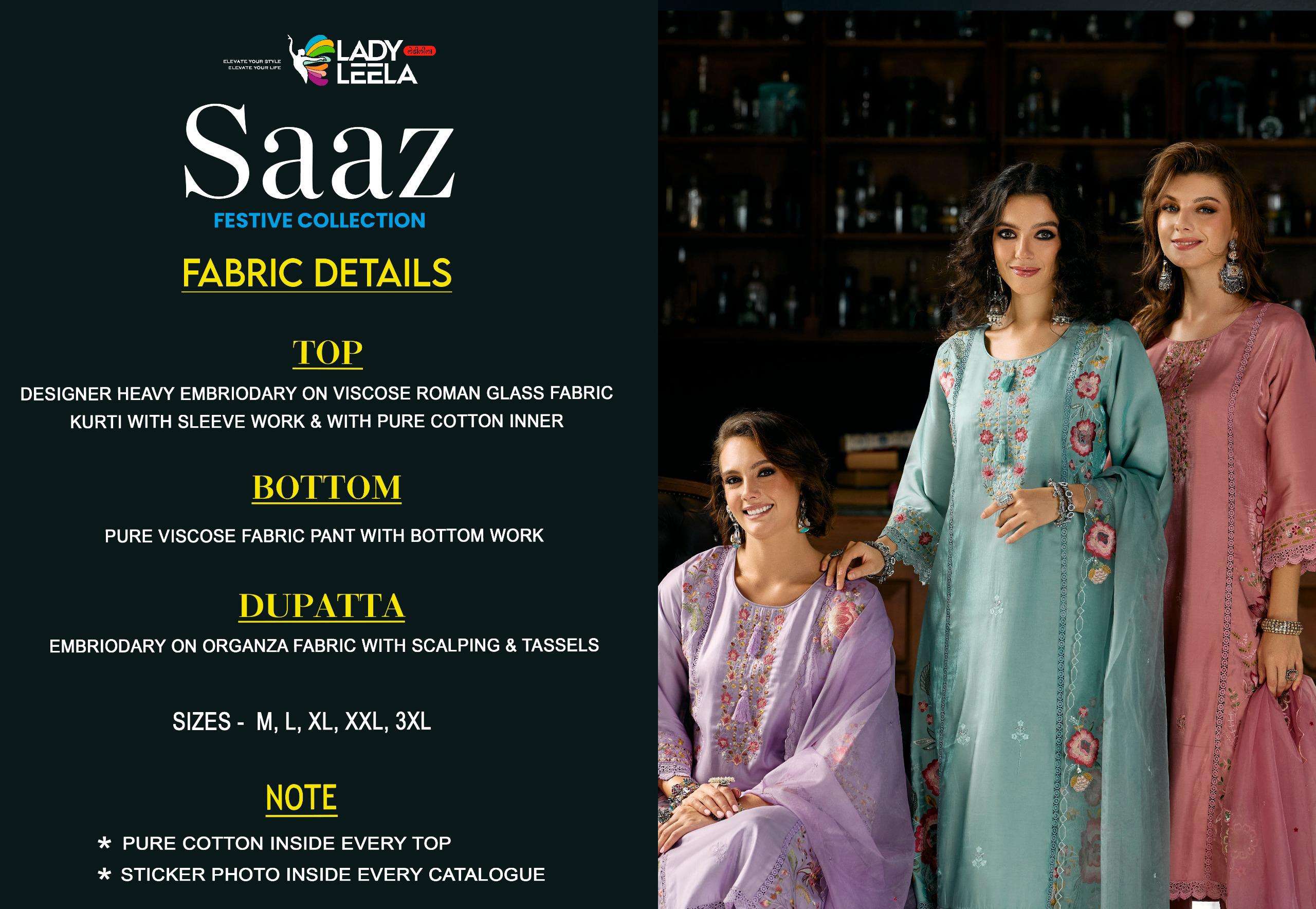 SAAZ BY LADY LEELA IN VISCOSE ROMAN SILK WITH DESIGNER HEAVY EMBROIDERY WORK 