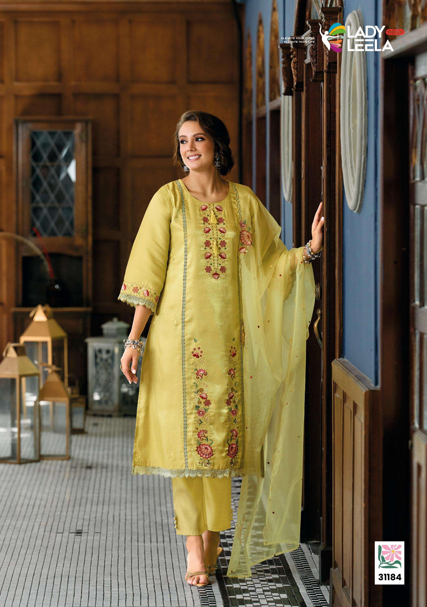 SAAZ BY LADY LEELA IN VISCOSE ROMAN SILK WITH DESIGNER HEAVY EMBROIDERY WORK 
