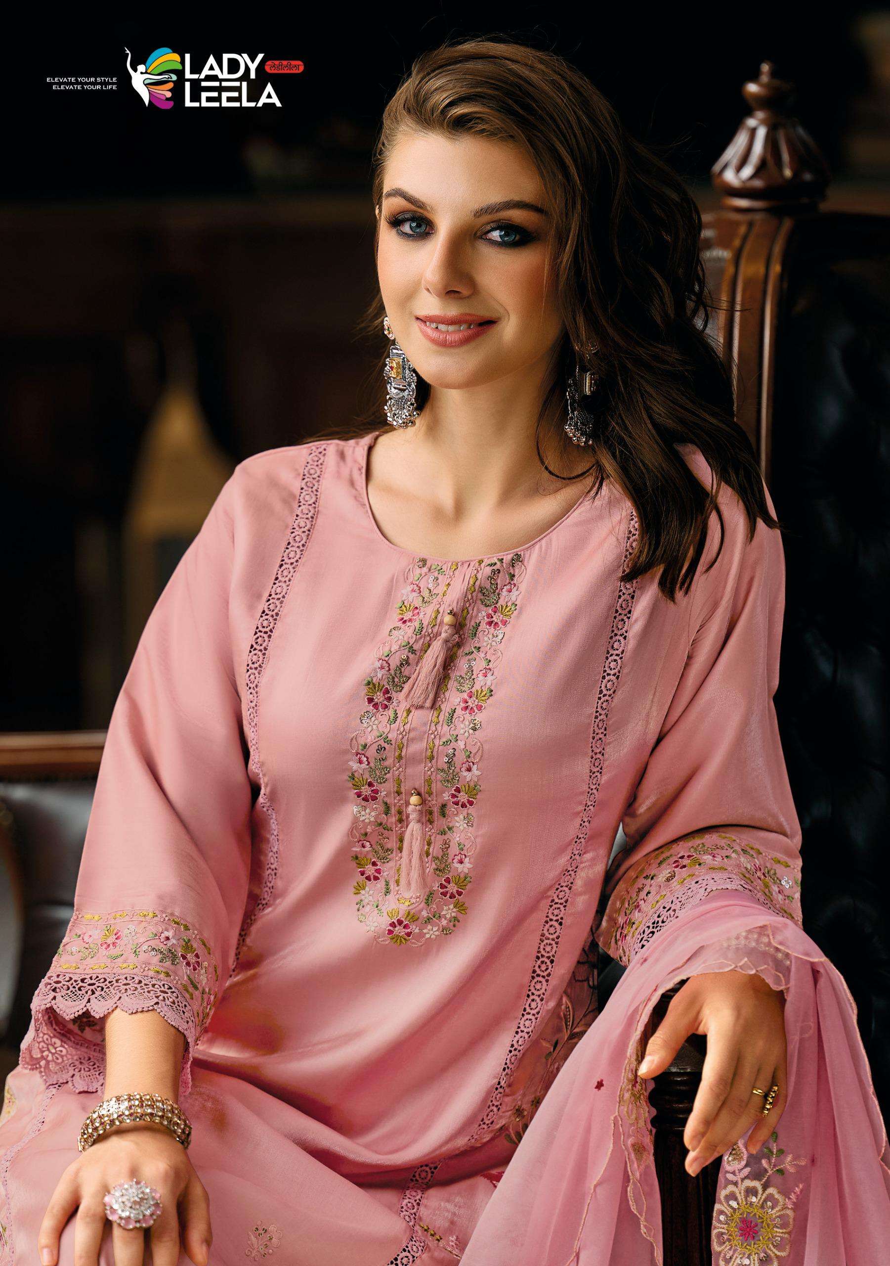 SAAZ BY LADY LEELA IN VISCOSE ROMAN SILK WITH DESIGNER HEAVY EMBROIDERY WORK 