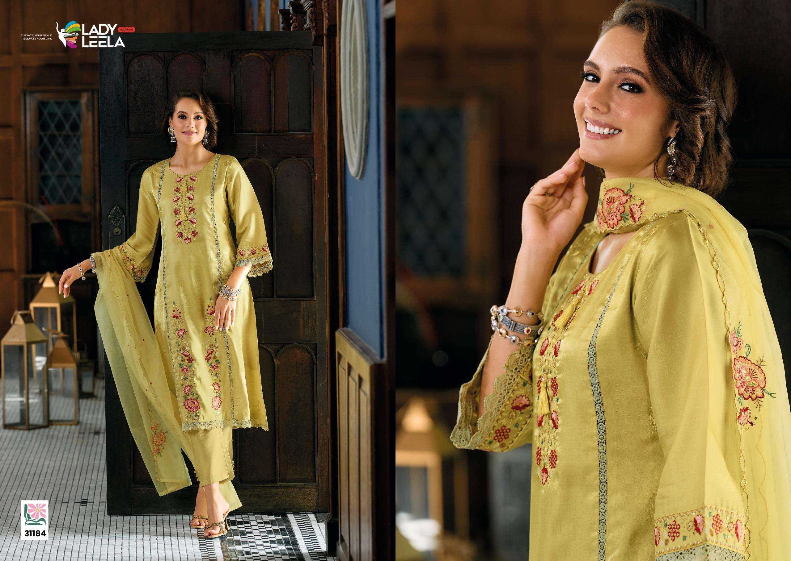 SAAZ BY LADY LEELA IN VISCOSE ROMAN SILK WITH DESIGNER HEAVY EMBROIDERY WORK 