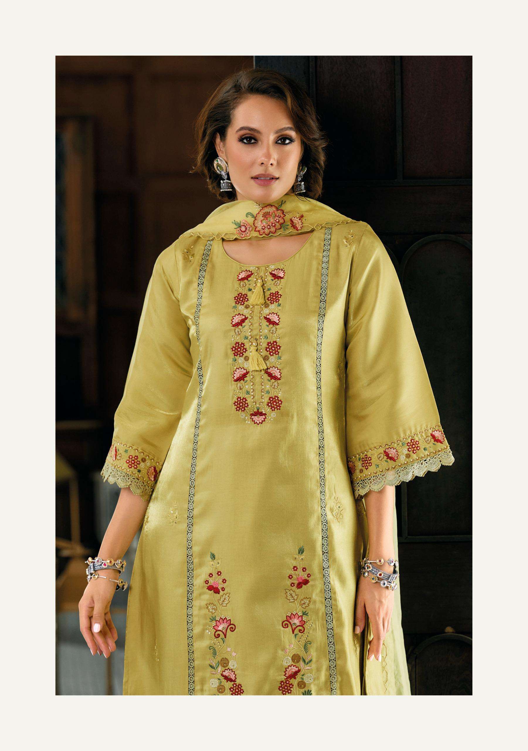 SAAZ BY LADY LEELA IN VISCOSE ROMAN SILK WITH DESIGNER HEAVY EMBROIDERY WORK 
