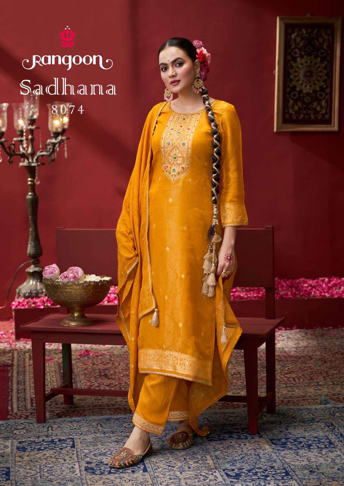 SADHANA BY RANGOON IN PURE SIMMER JACQUARD WITH FANCY KHATLI HANDWORK 