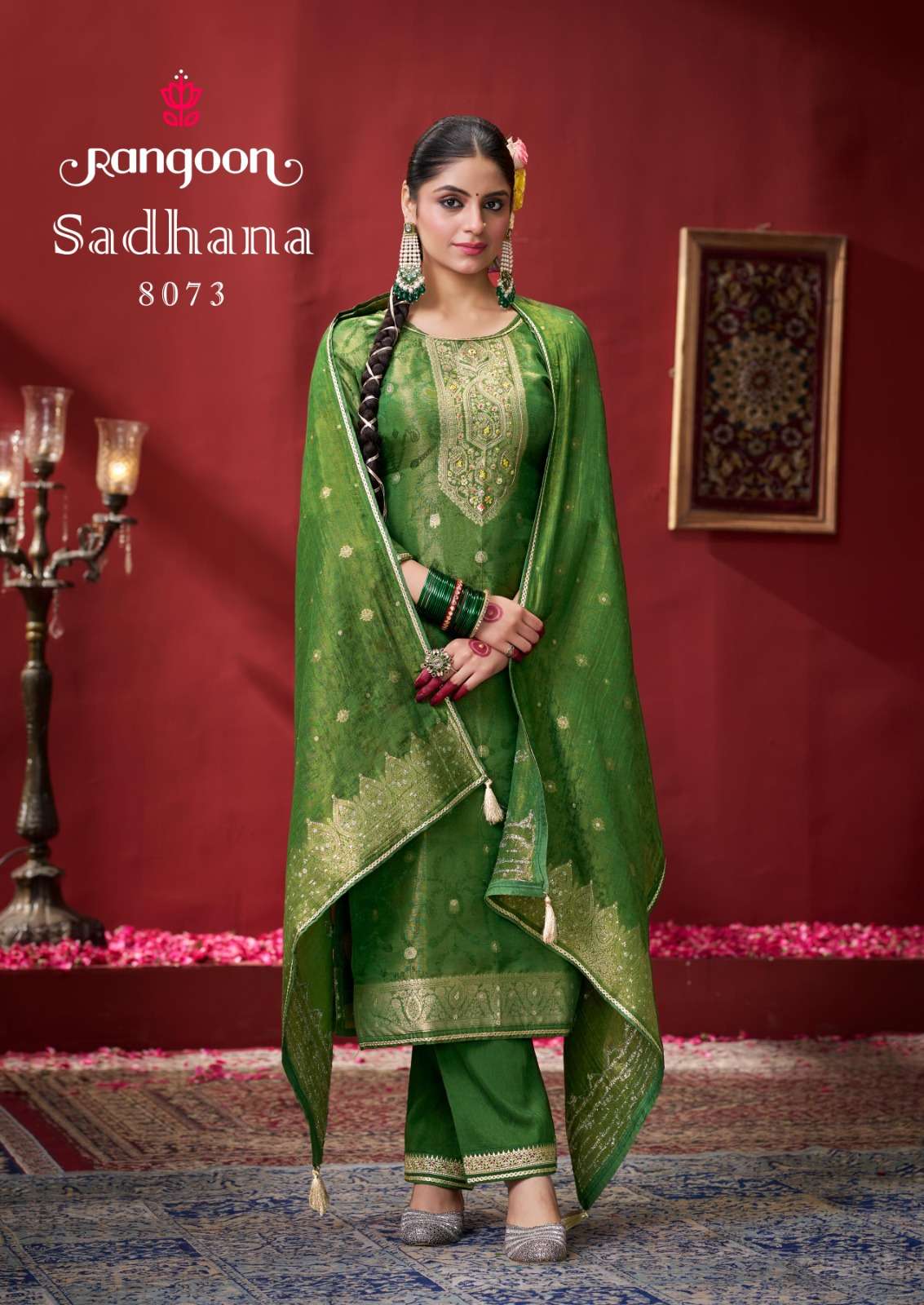 SADHANA BY RANGOON IN PURE SIMMER JACQUARD WITH FANCY KHATLI HANDWORK 