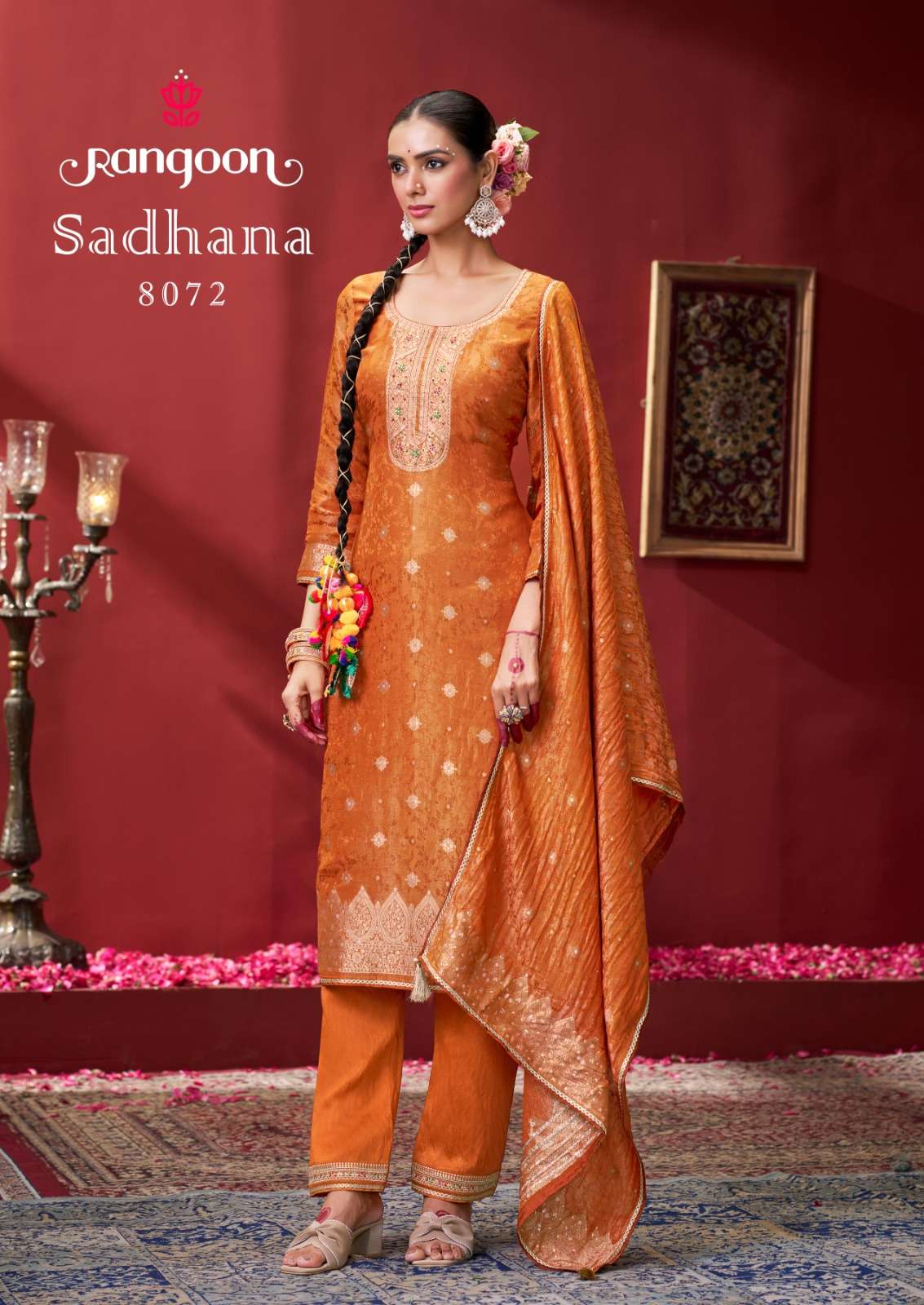 SADHANA BY RANGOON IN PURE SIMMER JACQUARD WITH FANCY KHATLI HANDWORK 