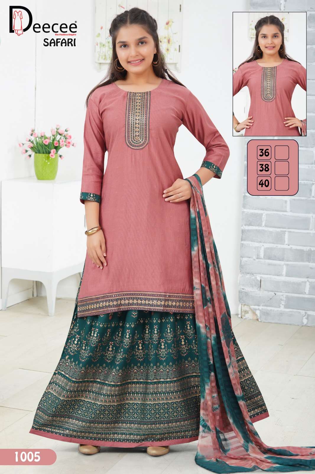 SAFARI BY DEECEE IN DOBBY SELF BUTTE PLAIN FABRIC WITH COMPUTER EMBROIDERY WORK 