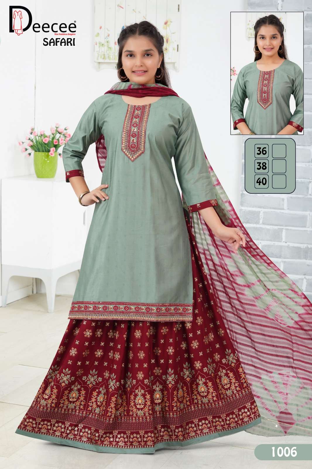 SAFARI BY DEECEE IN DOBBY SELF BUTTE PLAIN FABRIC WITH COMPUTER EMBROIDERY WORK 