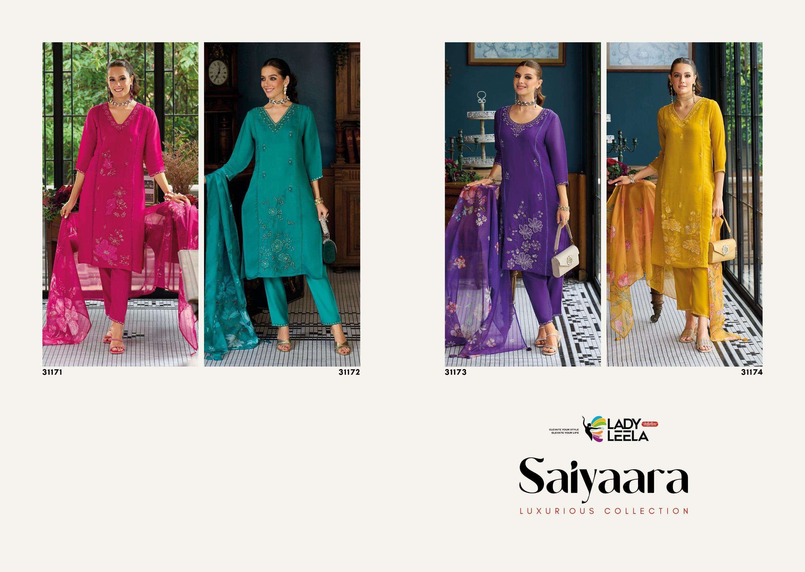 SAIYAARA BY LADY LEELA IN VISCOSE MUL CHANDERI FABRIC LUXURY FESTIVE COLLECTION WITH WORK 