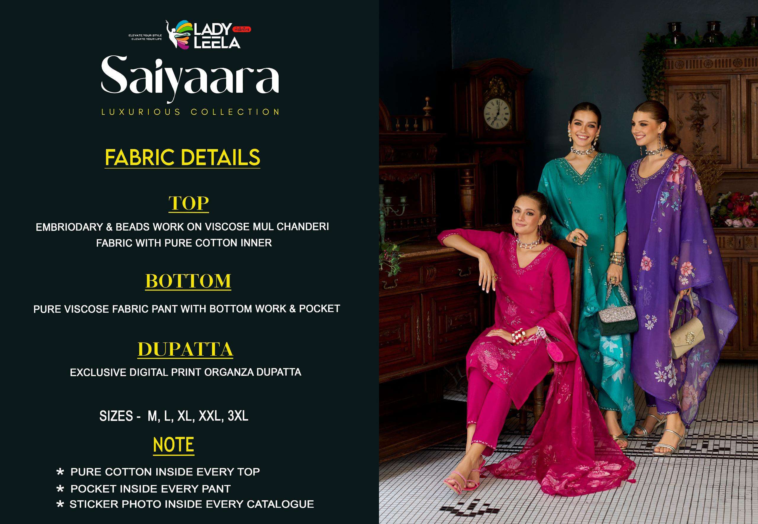 SAIYAARA BY LADY LEELA IN VISCOSE MUL CHANDERI FABRIC LUXURY FESTIVE COLLECTION WITH WORK 