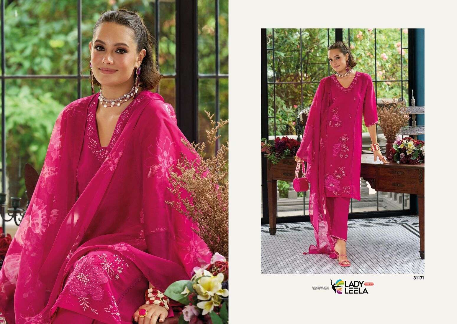 SAIYAARA BY LADY LEELA IN VISCOSE MUL CHANDERI FABRIC LUXURY FESTIVE COLLECTION WITH WORK 