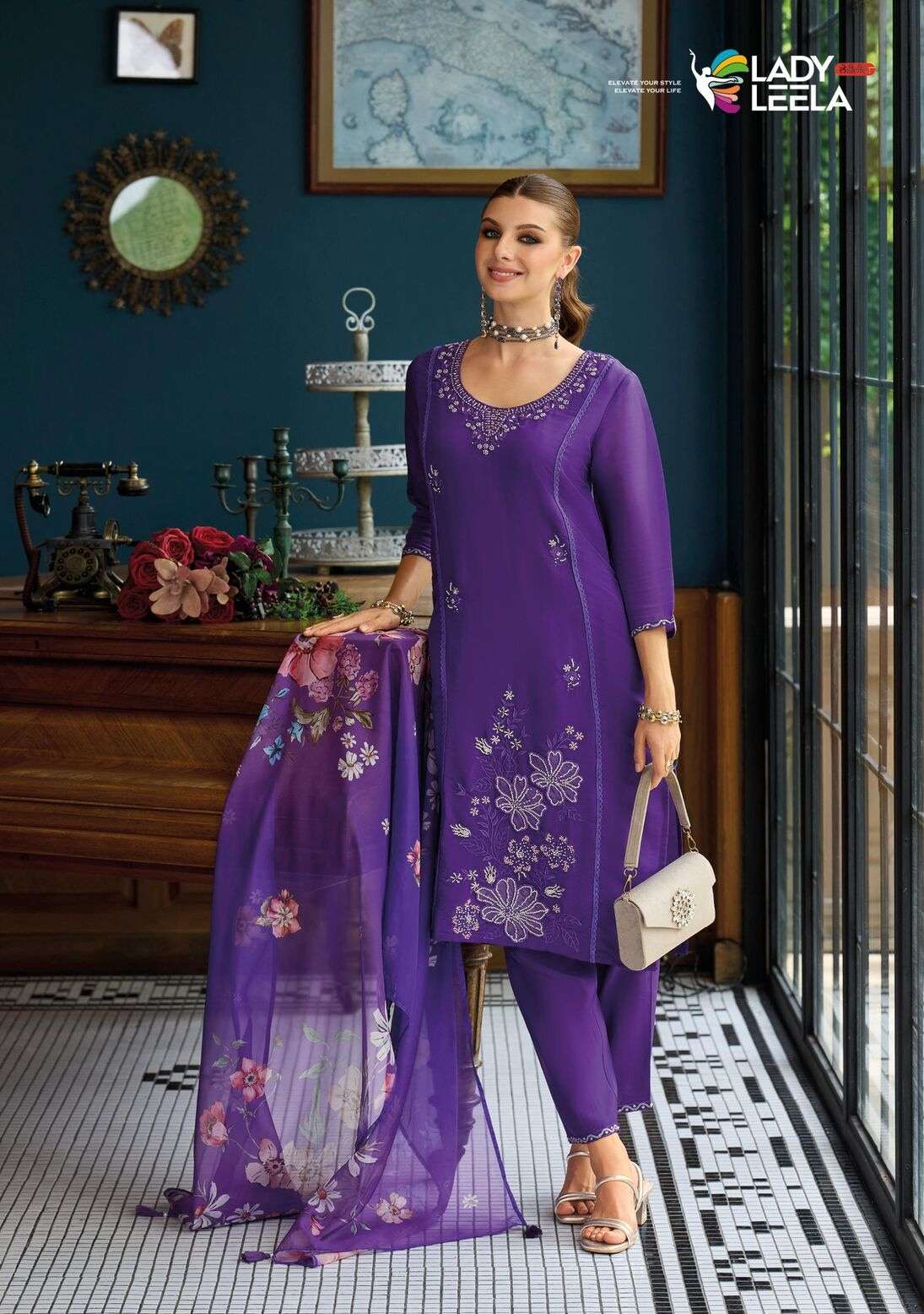 SAIYAARA BY LADY LEELA IN VISCOSE MUL CHANDERI FABRIC LUXURY FESTIVE COLLECTION WITH WORK 
