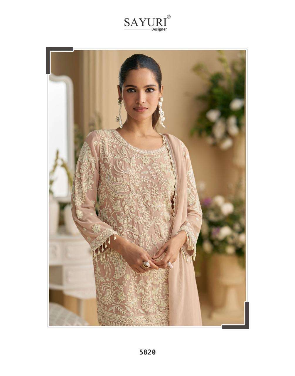 SANA BY SAYURI DESIGNER IN REAL PREMIUM GEROGETTE WITH HEAVY EMBROIDERED BEADS WORK 