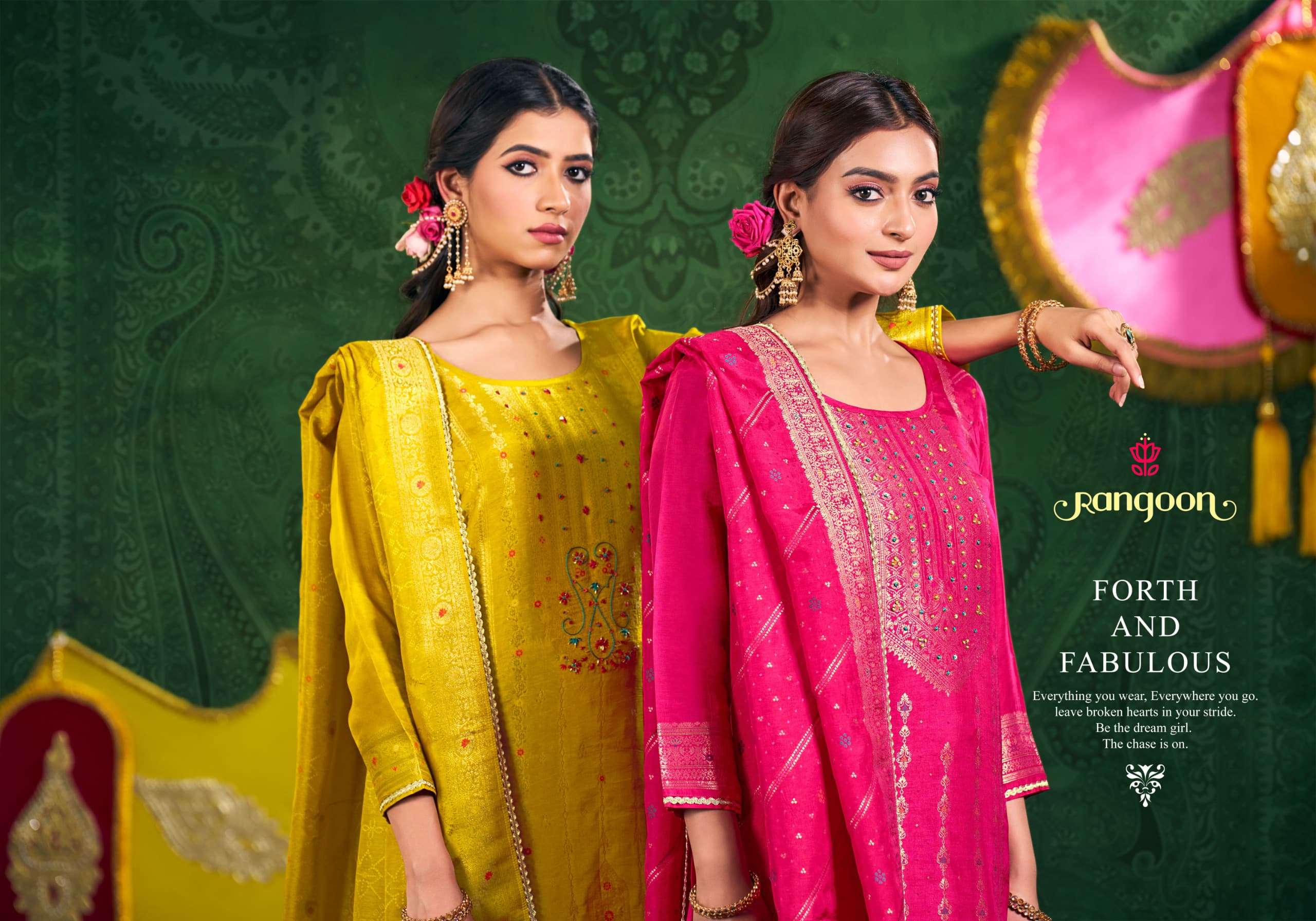 SARAH BY RANGOON IN PURE RUSSIAN JACQUARD WITH KHATLI HANDWORK & FULL COTTON MAL INNER 