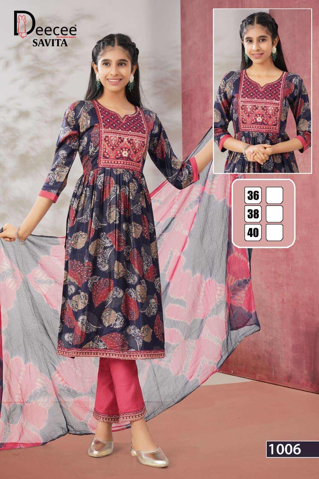 SAVITA BY DEECEE IN VATICAN PLAIN FABRICS LONG GHERA KURTI WITH COMPUTER EMBROIDERY 