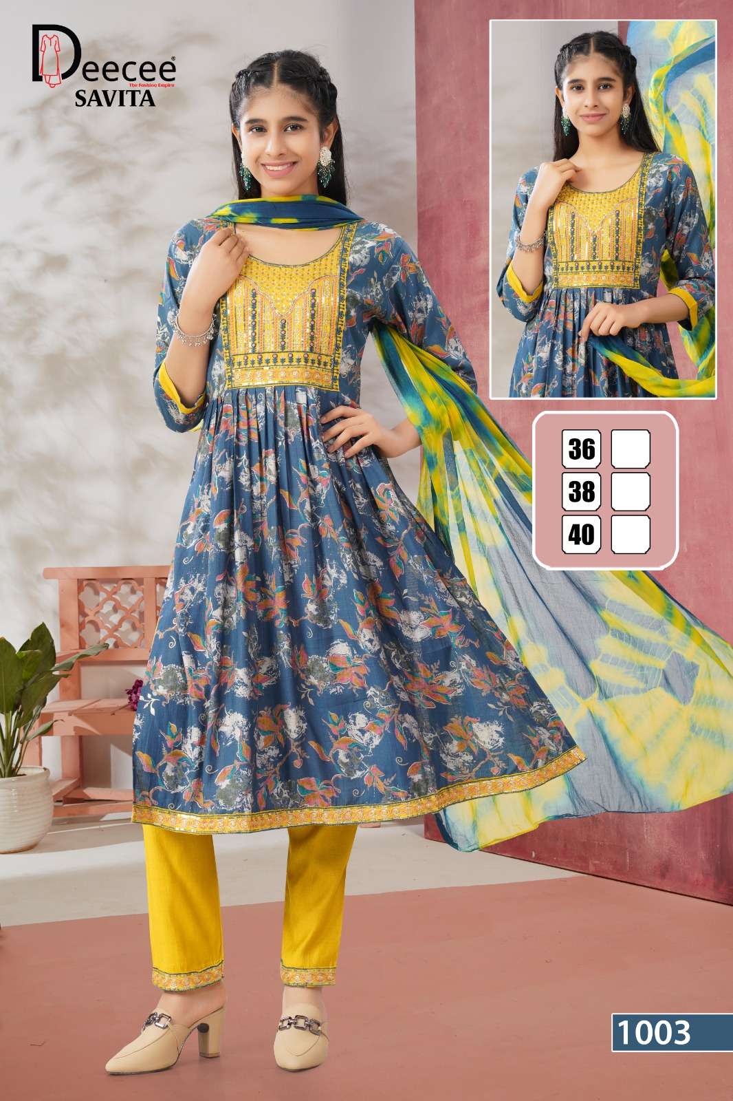 SAVITA BY DEECEE IN VATICAN PLAIN FABRICS LONG GHERA KURTI WITH COMPUTER EMBROIDERY 