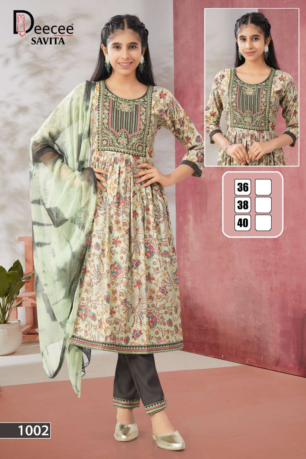 SAVITA BY DEECEE IN VATICAN PLAIN FABRICS LONG GHERA KURTI WITH COMPUTER EMBROIDERY 