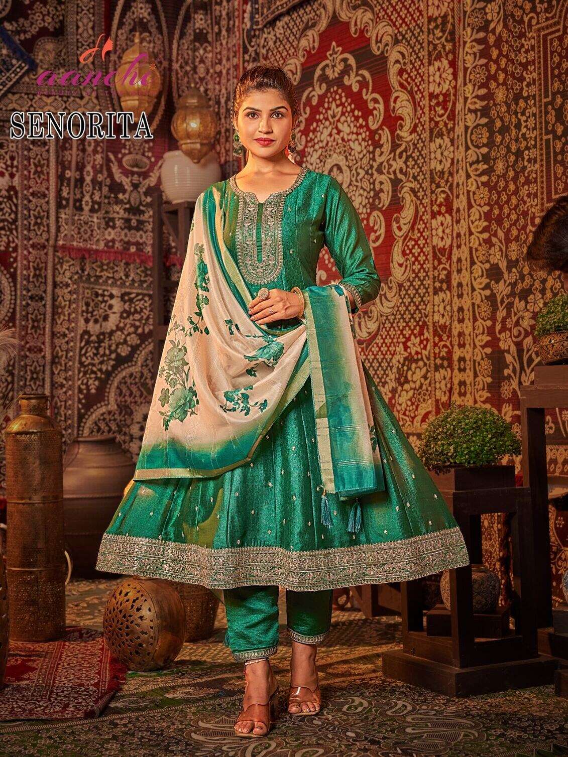 SENORITA BY AANCHI IN VICHITRA SILK FANCY DIGITAL DUPTTA 3 PCS SET FLAIR CONCEPT 