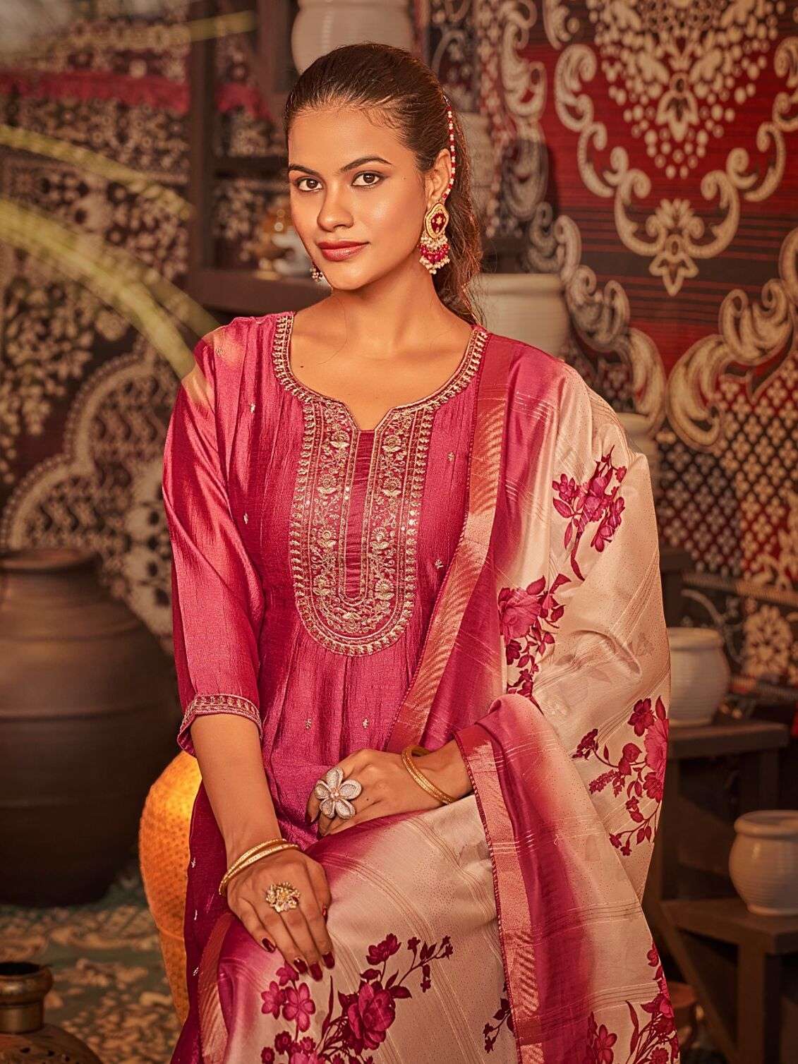 SENORITA BY AANCHI IN VICHITRA SILK FANCY DIGITAL DUPTTA 3 PCS SET FLAIR CONCEPT 