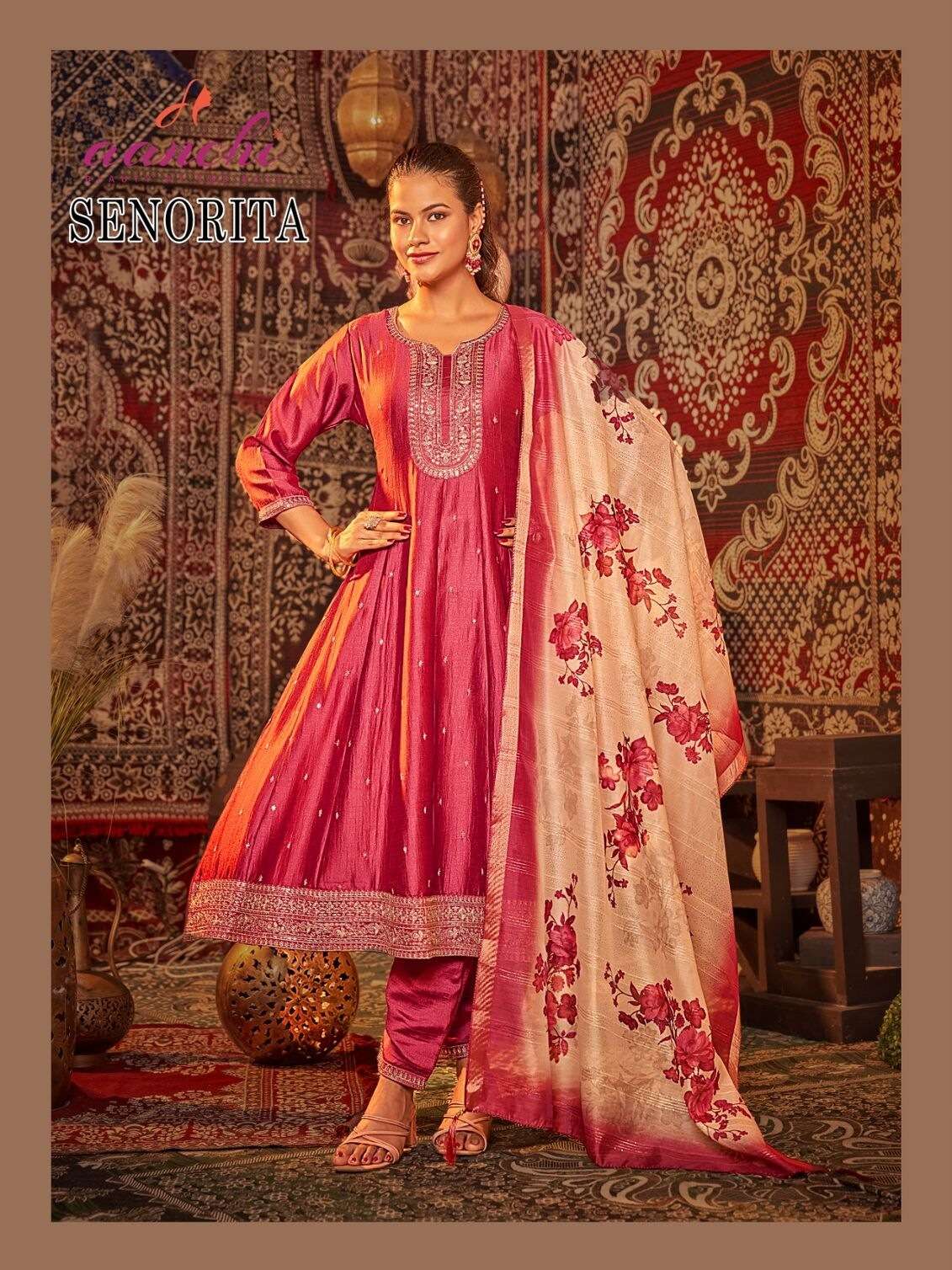 SENORITA BY AANCHI IN VICHITRA SILK FANCY DIGITAL DUPTTA 3 PCS SET FLAIR CONCEPT 