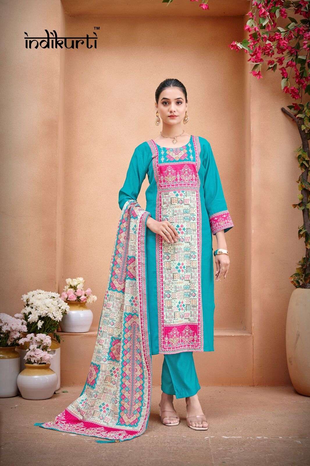 SHANAYA-2 BY INDIKURTI IN HEAVY VERTICAN SILK WITH SCHIFFLI DIGITAL DESIGNS COMBO PACK 