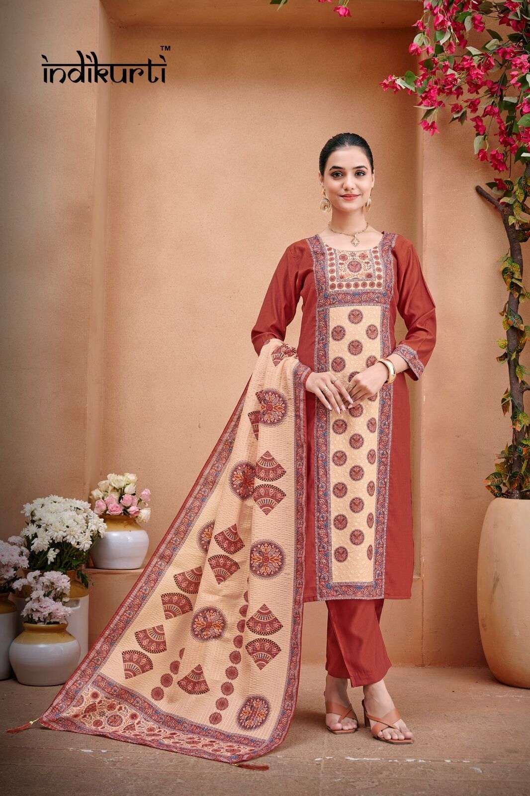 SHANAYA-2 BY INDIKURTI IN HEAVY VERTICAN SILK WITH SCHIFFLI DIGITAL DESIGNS COMBO PACK 