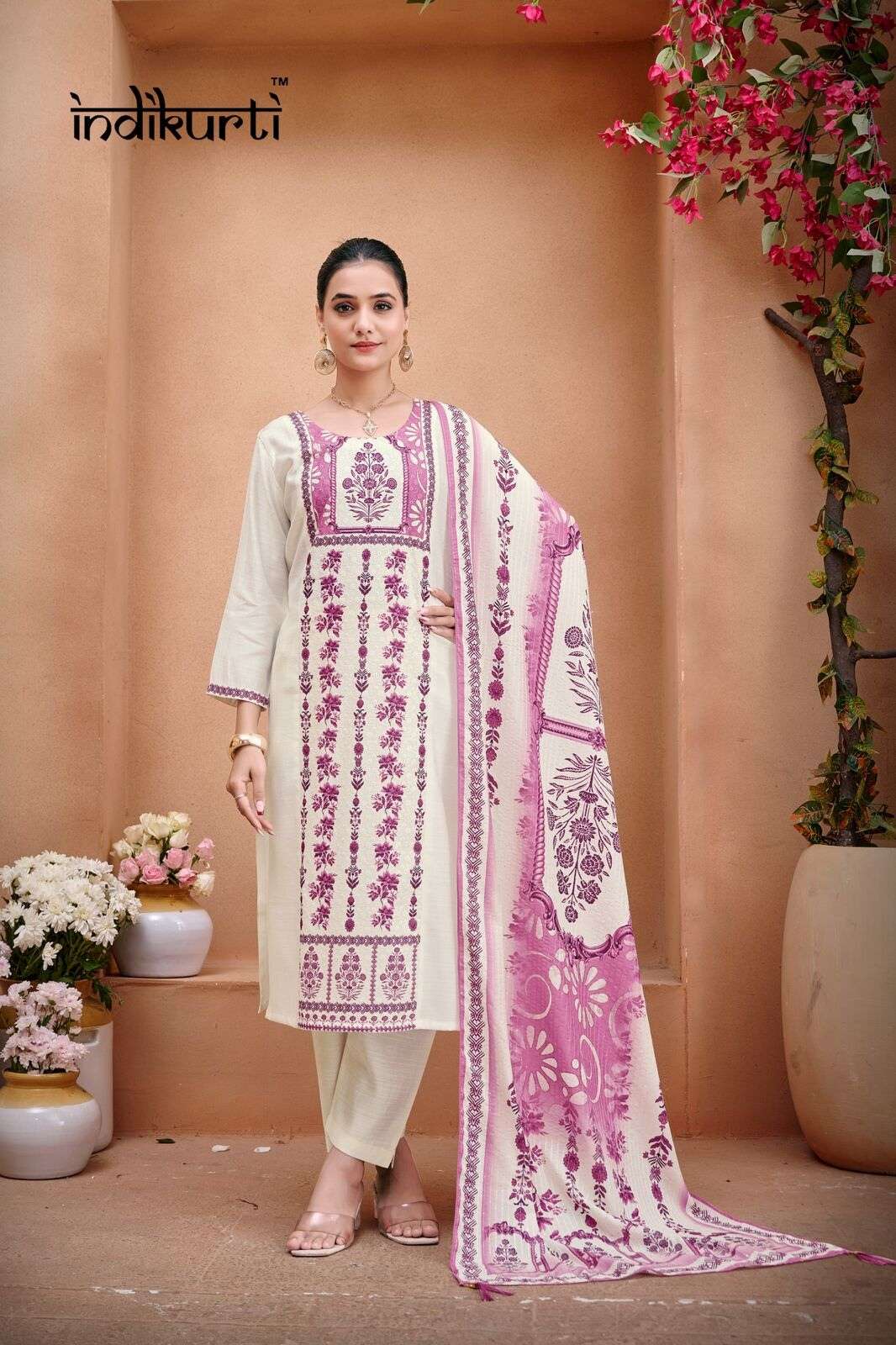 SHANAYA-2 BY INDIKURTI IN HEAVY VERTICAN SILK WITH SCHIFFLI DIGITAL DESIGNS COMBO PACK 