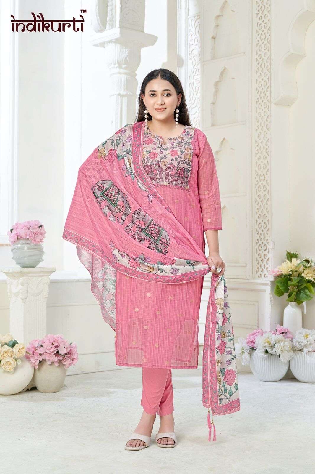 SHIVANI-5 BY INDIKURTI IN KOTA CHEX JACQUARD WITH COMBO PACKING 