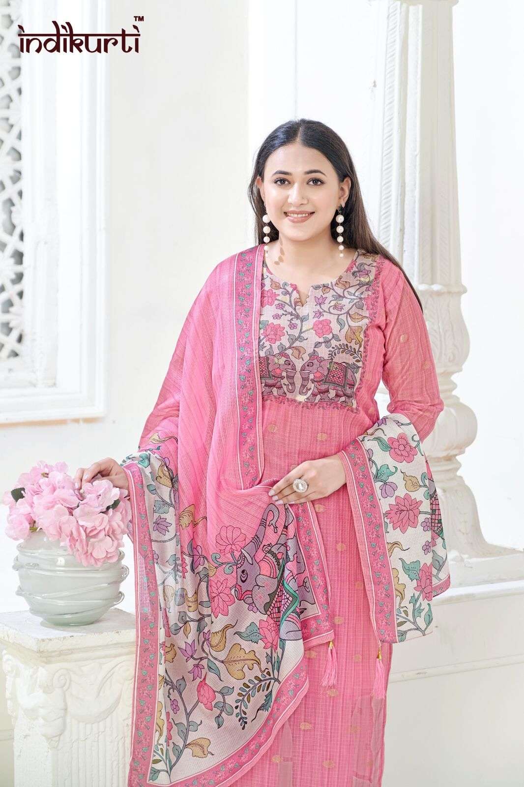 SHIVANI-5 BY INDIKURTI IN KOTA CHEX JACQUARD WITH COMBO PACKING 