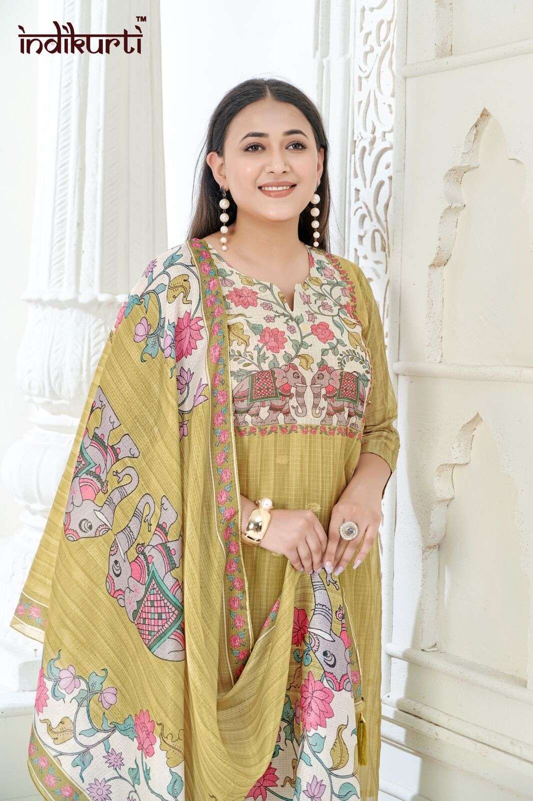 SHIVANI-5 BY INDIKURTI IN KOTA CHEX JACQUARD WITH COMBO PACKING 