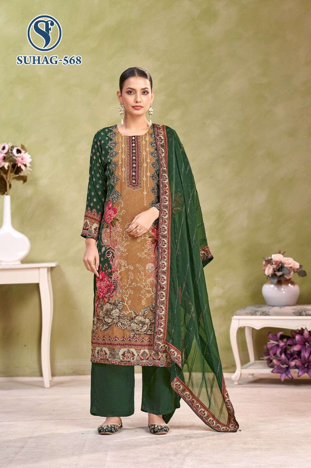 SUHAG BY SWEETY FASHION IN PAKISTANI PRINTS ON PURE VISCOSE NATURAL CRAPE WITH HAND TOUCH 