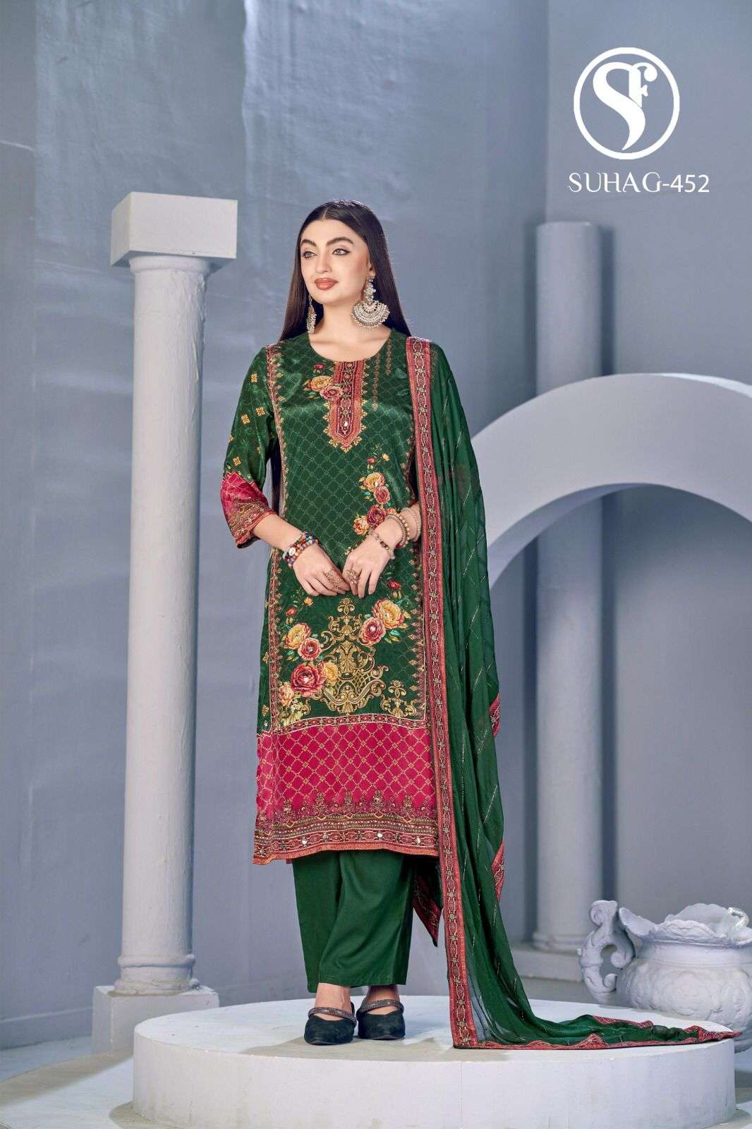 SUHAG BY SWEETY FASHION IN PAKISTANI PRINTS ON PURE VISCOSE NATURAL CRAPE WITH HAND TOUCH 