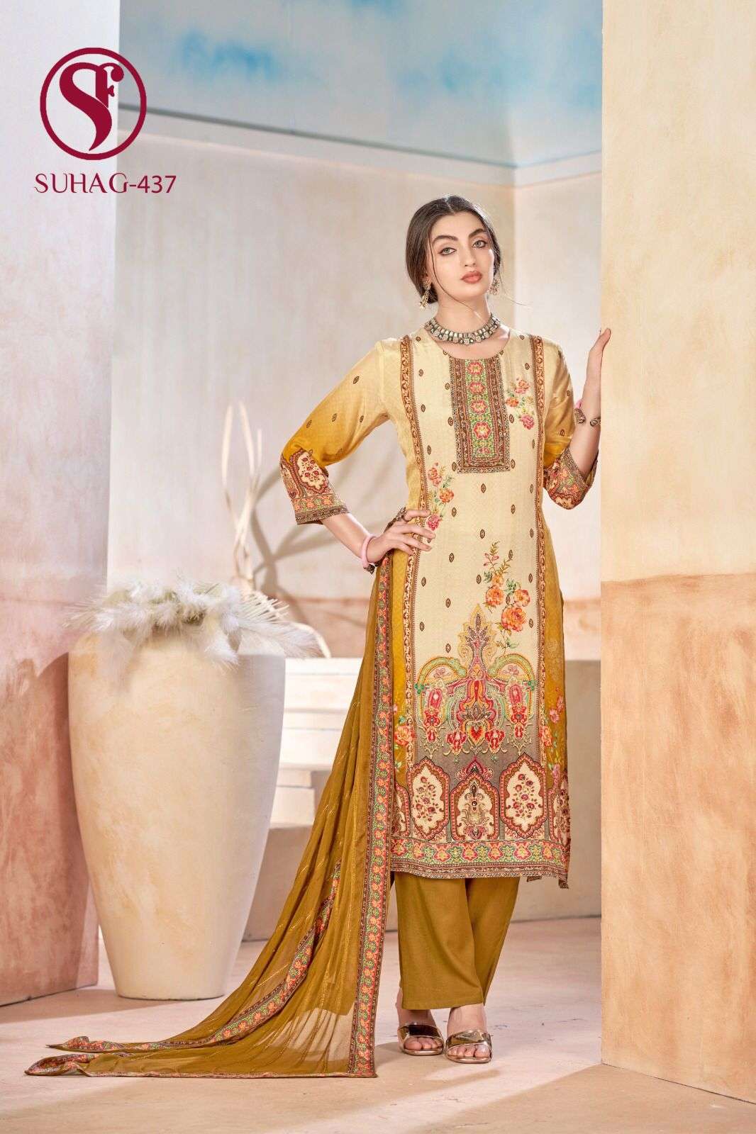 SUHAG BY SWEETY FASHION IN PAKISTANI PRINTS ON PURE VISCOSE NATURAL CRAPE WITH HAND TOUCH 