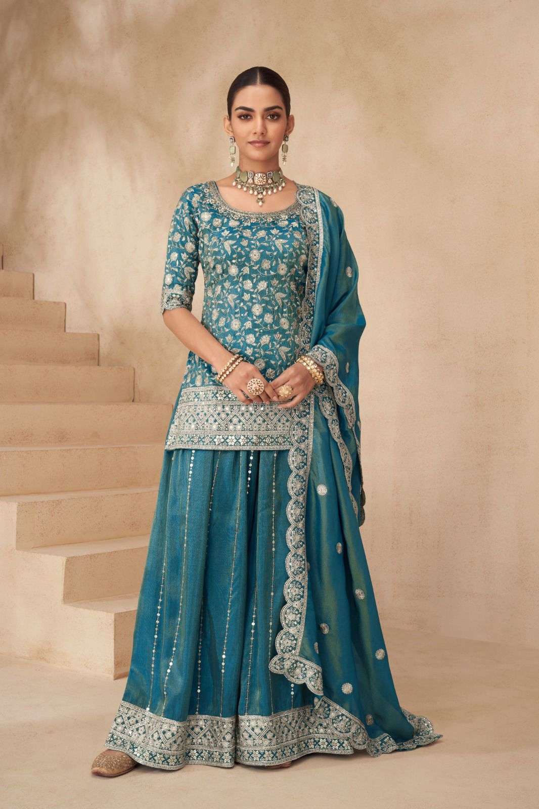 SUHANA BY GULKAYRA DESIGNER IN REAL SIMMER SILK WITH HEAVY EMBROIDERY WORK 