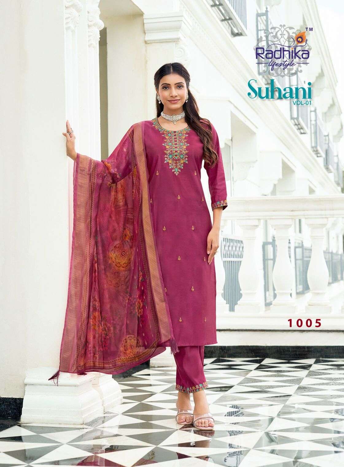 SUHANI VOL-1 BY RADHIKA LIFESTYLE IN ROMAN SILK & ORGANZA DIGITAL DUPATTA WITH WORK 