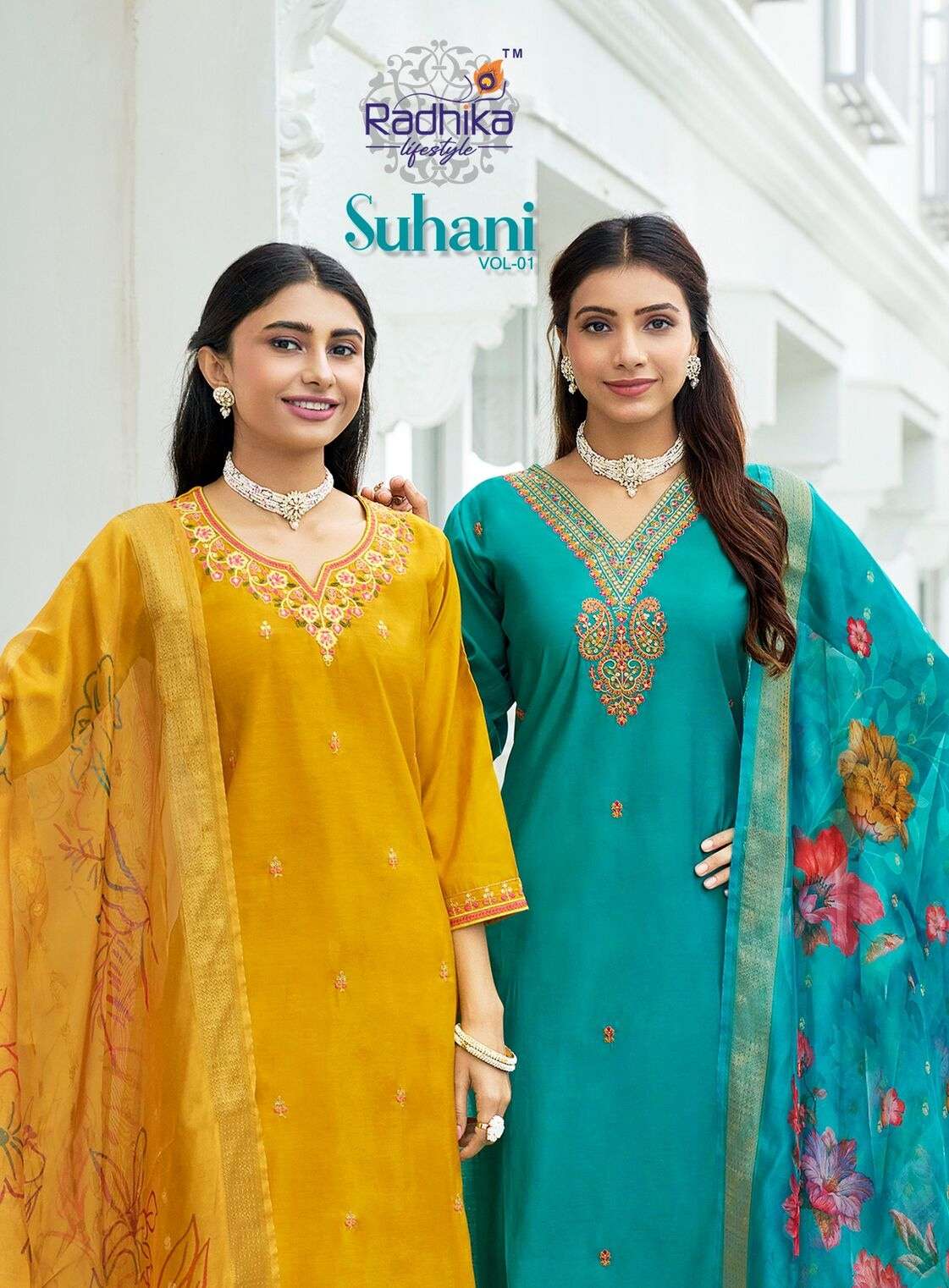 SUHANI VOL-1 BY RADHIKA LIFESTYLE IN ROMAN SILK & ORGANZA DIGITAL DUPATTA WITH WORK 