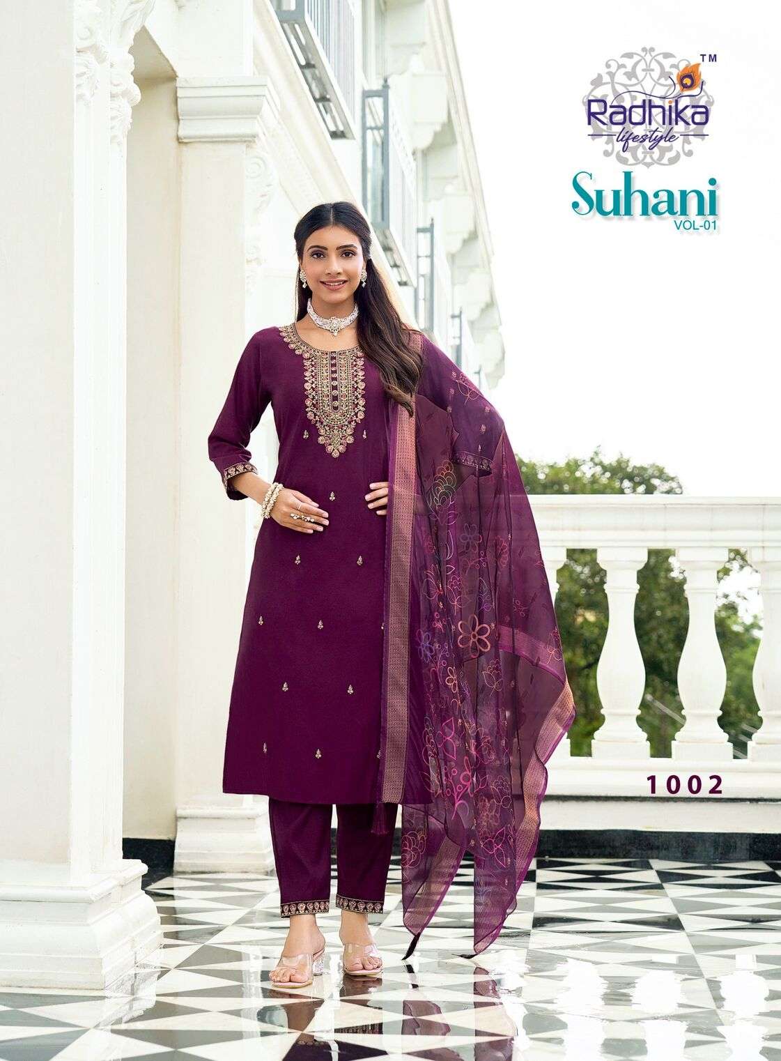 SUHANI VOL-1 BY RADHIKA LIFESTYLE IN ROMAN SILK & ORGANZA DIGITAL DUPATTA WITH WORK 
