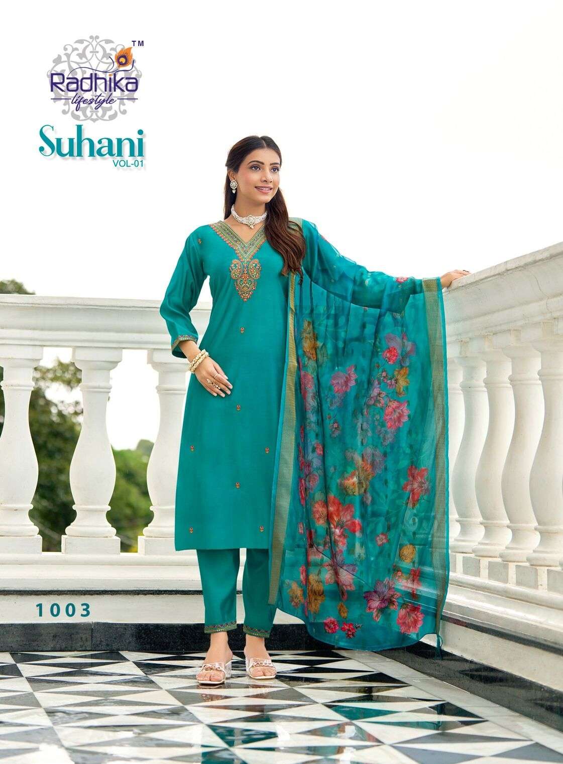 SUHANI VOL-1 BY RADHIKA LIFESTYLE IN ROMAN SILK & ORGANZA DIGITAL DUPATTA WITH WORK 