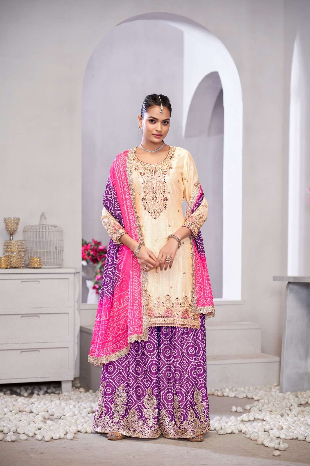 SUROOR BY GULZAR IN PREMIUM CHINON FABRICS WITH BEAUTIFULL EMBROIDERY WORK 